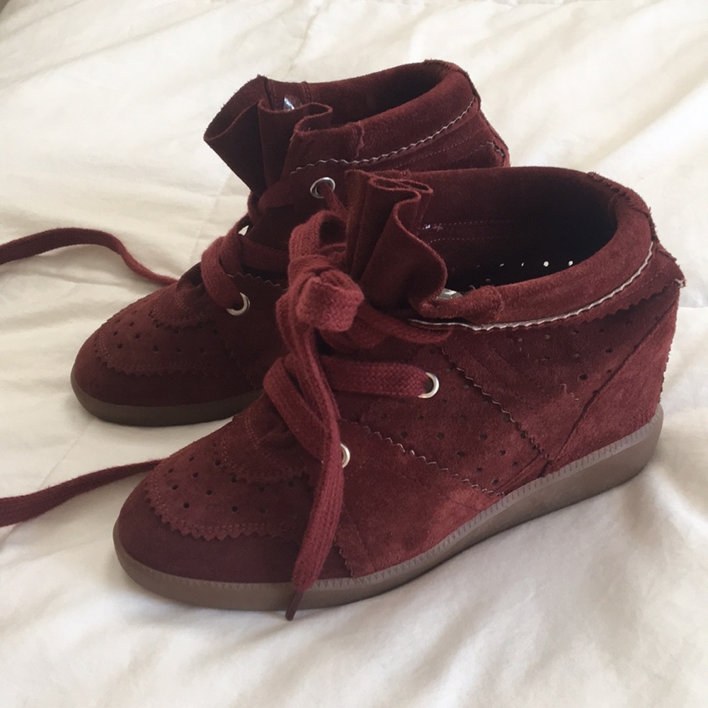 Isabel Marant Etoile burgundy velvet shoes
